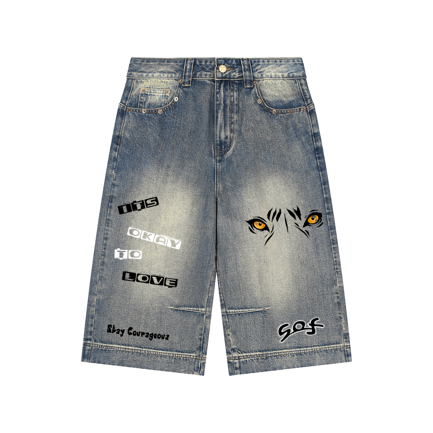 Vintage Wash Baggy Denim Shorts